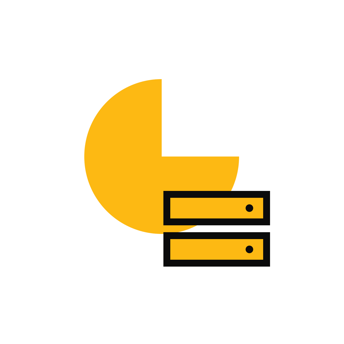 A large pie chart beside two server units for analytics and server-side tracking.