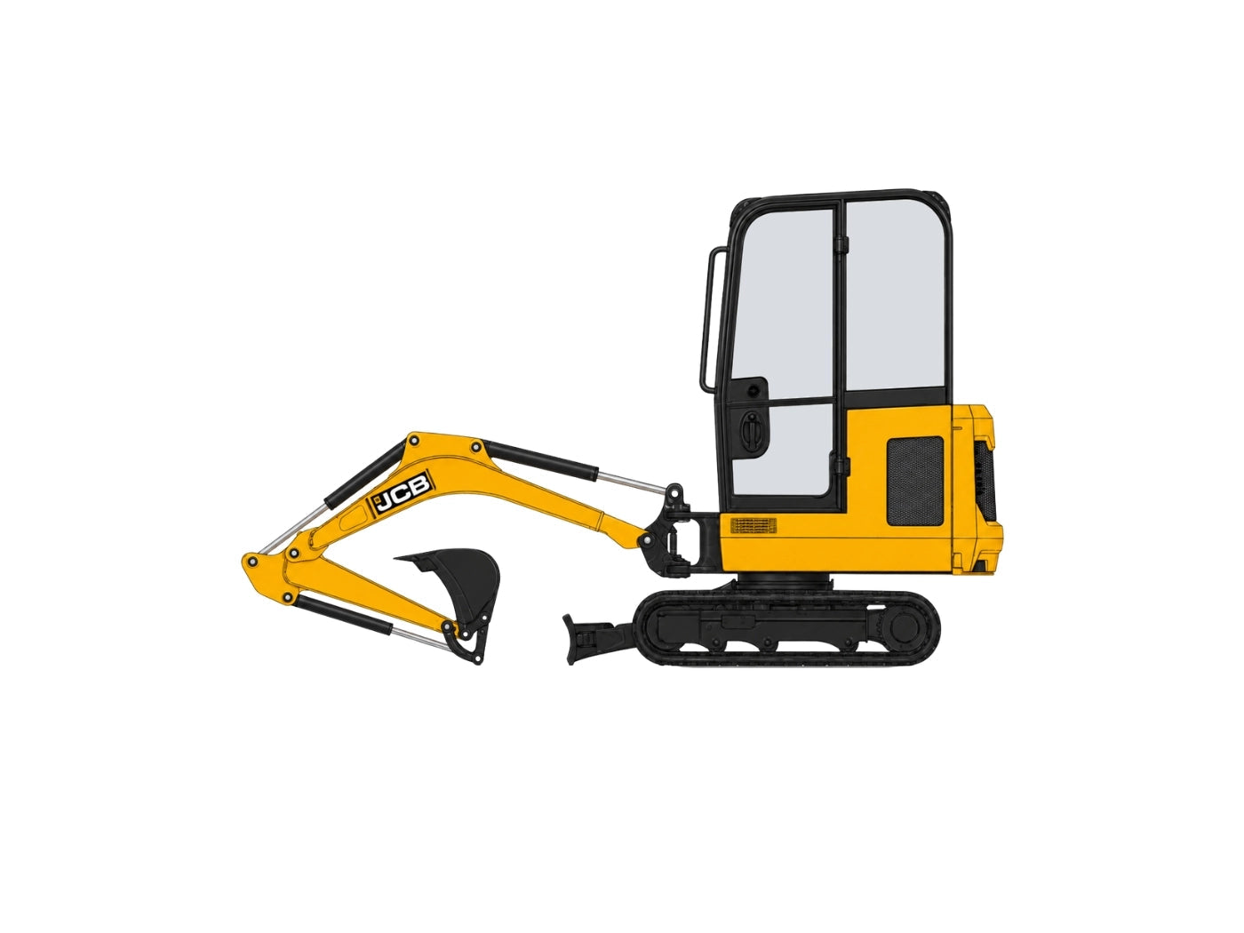 Wymiary minikoparki JCB - widok z boku