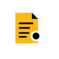 A content document with a large search magnifying glass.