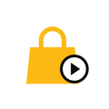 A shopping bag with a prominent start button for launching a store.